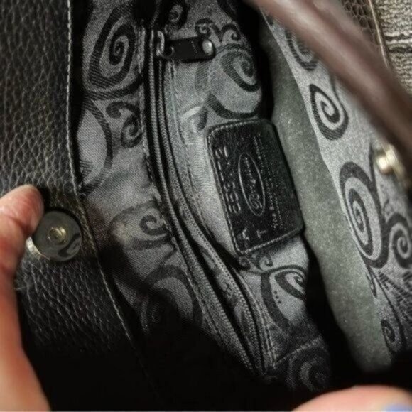 Brighton Smooth Leather Womens Shoulder Bag Structured Croc Detail